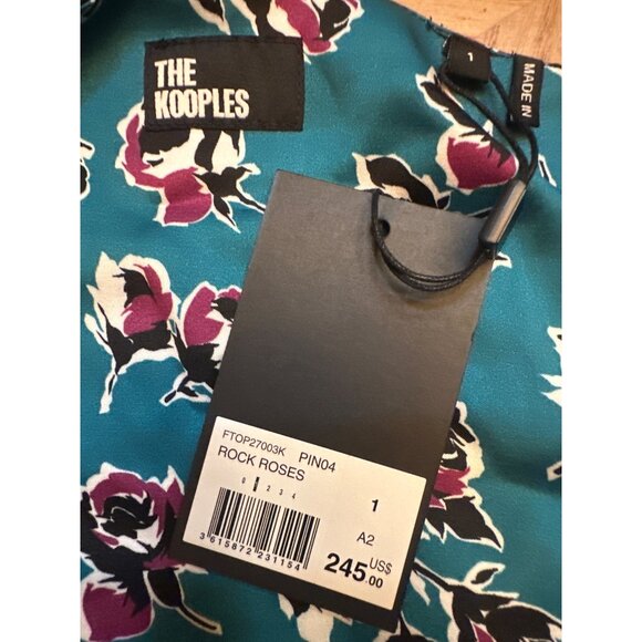 The Kooples Womens Rock Roses Floral V-Neck Blouse French Fashion - Picture 5 of 9